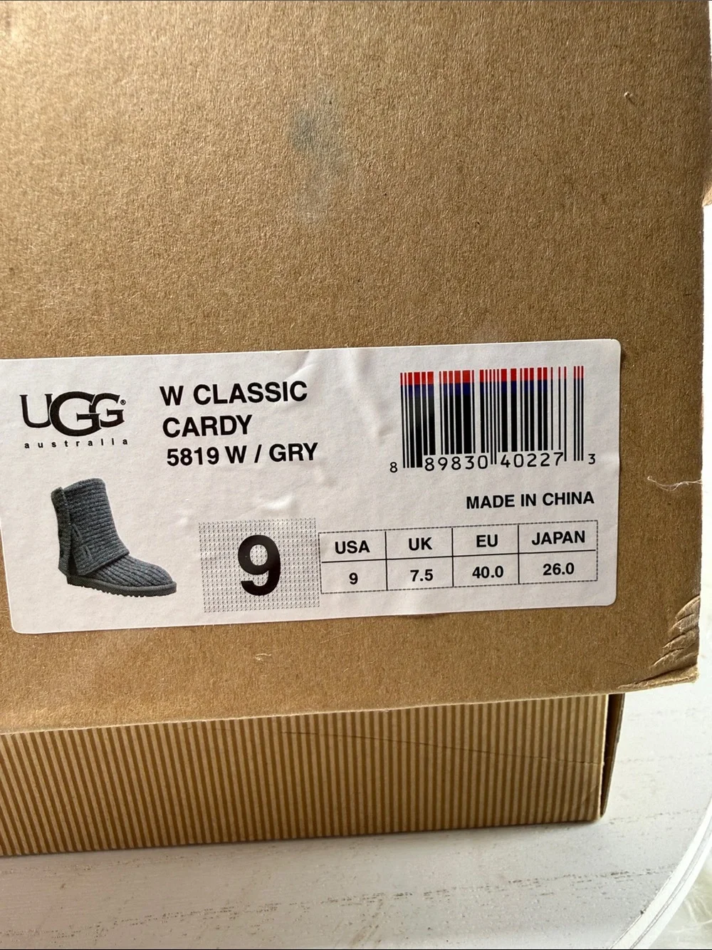 UGG Kids Grey Knit Fold-Over Button Boot
